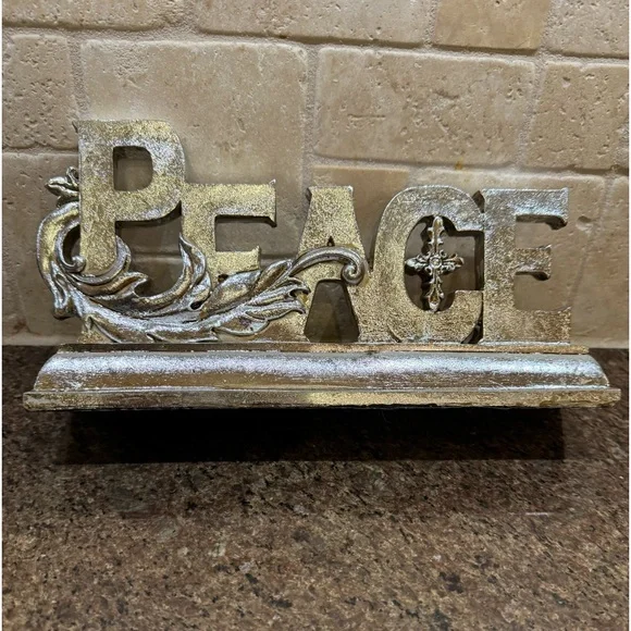 Vintage Silver Peace ☮️ Decor 10”x5.25x2.25 - Picture 2 of 10